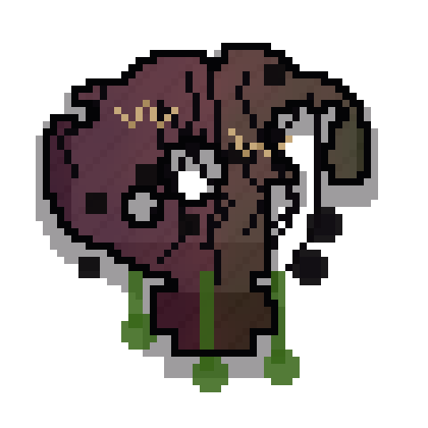 Decaying pixel-art brain — stage 3